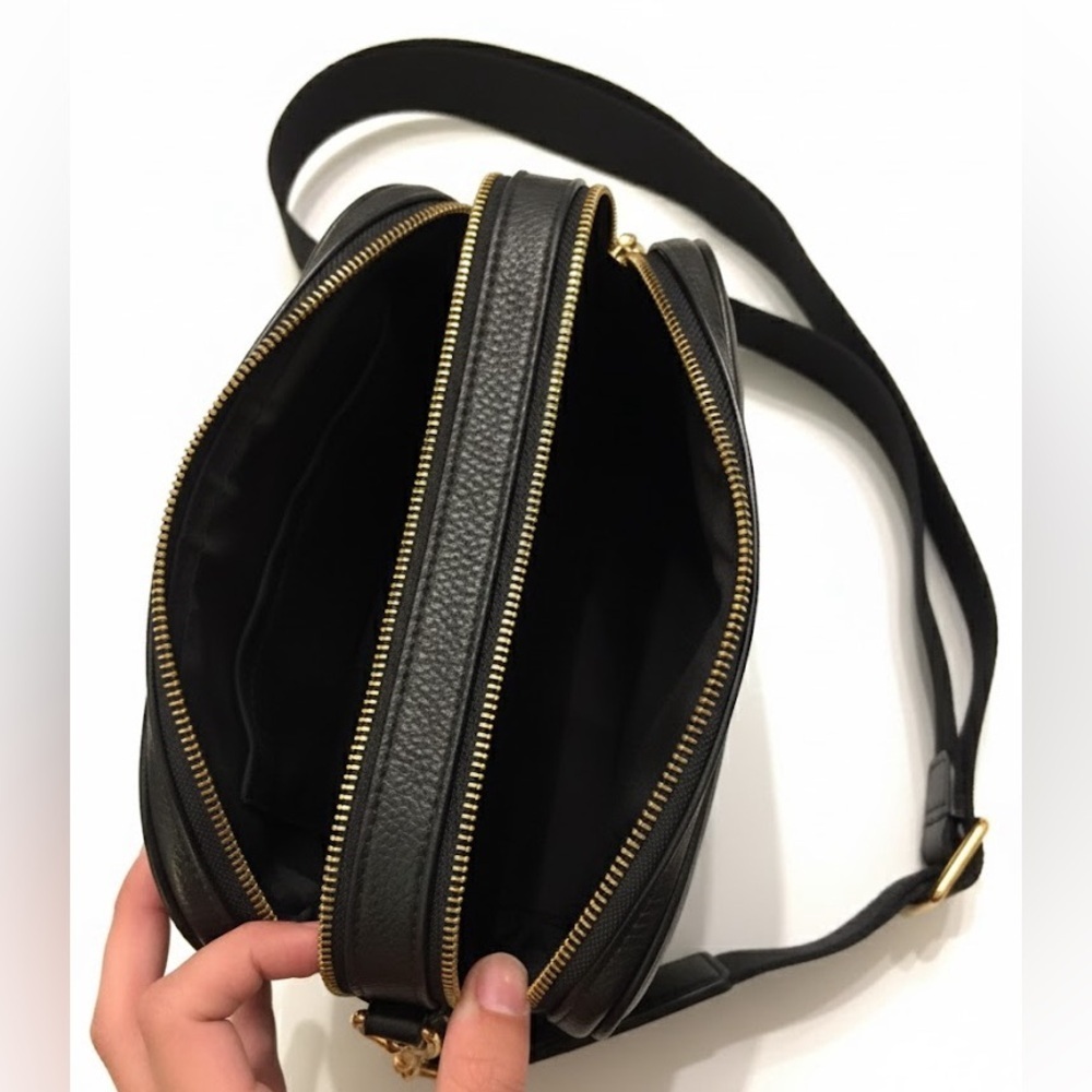 COACH Horse & Carriage Monogram Camera Crossbody Bag Black Brown Signature - Picture 5 of 10